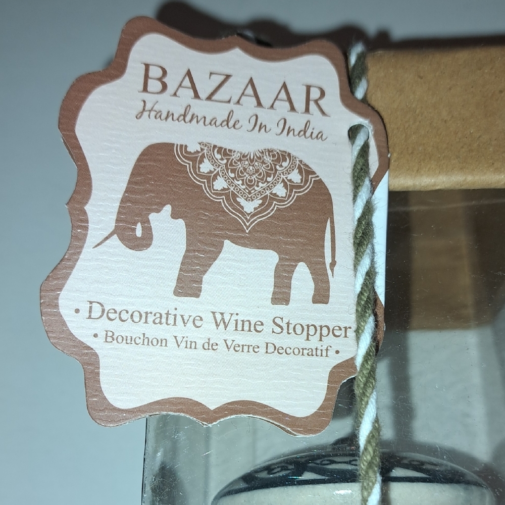 Home Essentials Decorative Wine Stopper - Black and White - Picture 3 of 6